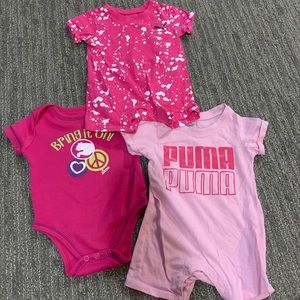 Puma Onesie and Two Shortalls Size 3-6 Months
